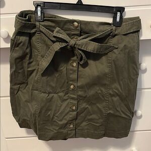 J. Crew Green Mini Skirt with Tie Front